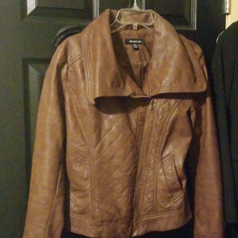 Brown faux leather jacket